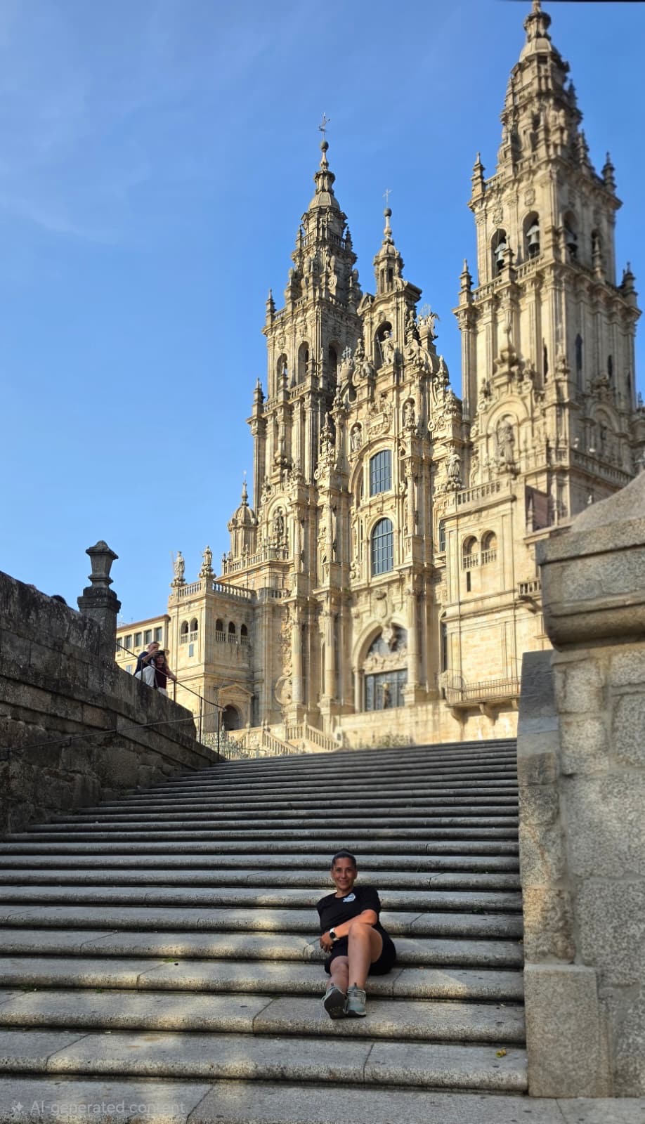 Sunlight on the cathedral steps in Santiago de Compostela