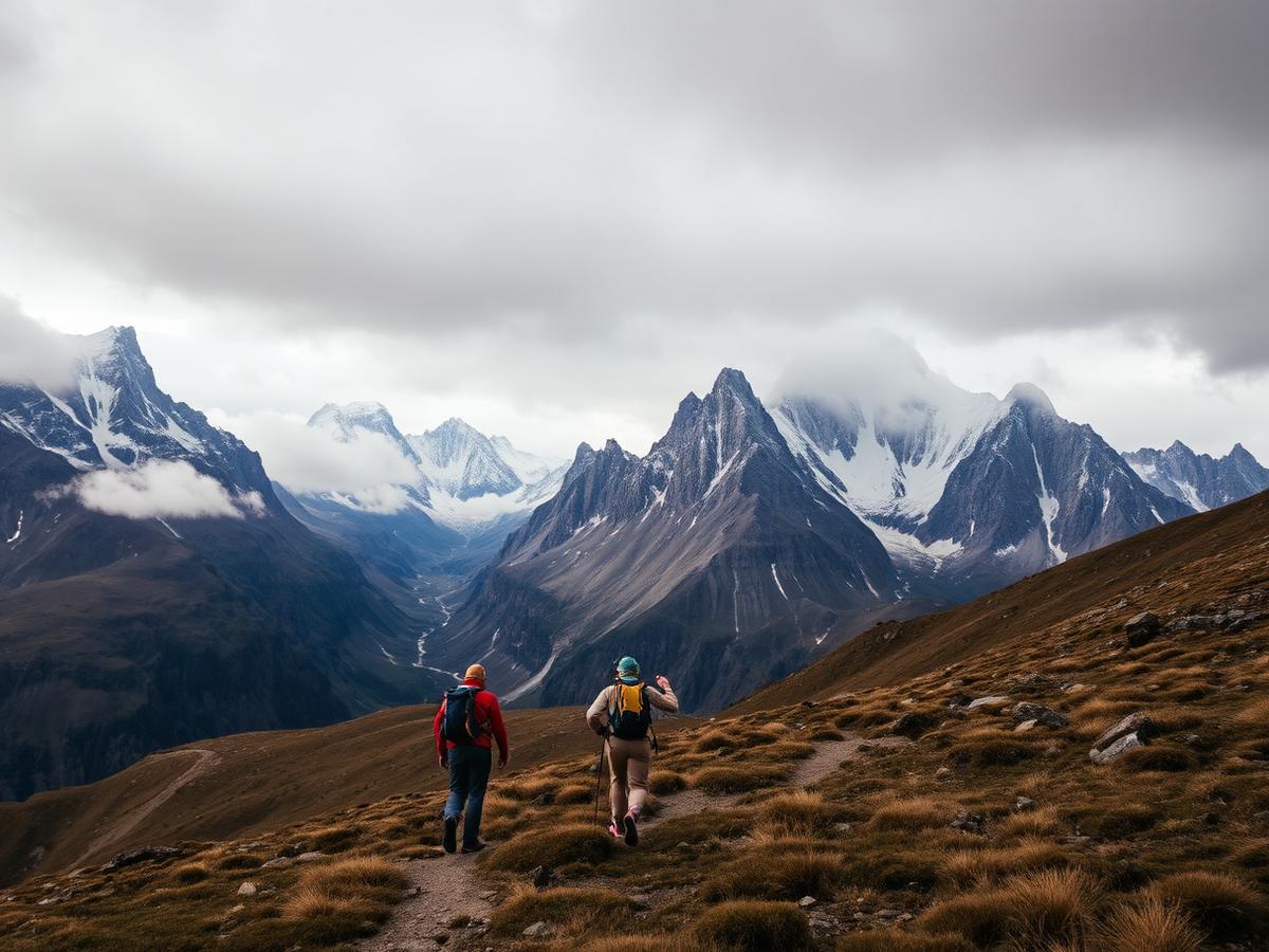 Dramatic mountain landscape at sunrise